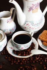 service, coffee, Cup, teaspoon, biscuits, food, Breakfast