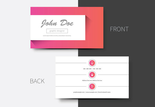 Pink and Orange Gradient Business Card Layout 