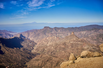 Fototapeta na wymiar Landscape of Gran Canaria seen from Roque Nublo / Nature of Canary Islands