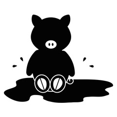 cute and tender pig in the swamp character vector illustration design