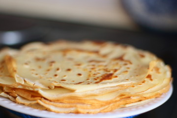 Pancakes . Thin and round. Russian food. Carnival day. Shrovetide, pancake week.