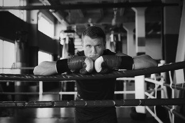 Young man in boxing ring