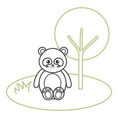 Fototapeta premium cute and tender bear panda in the jungle character vector illustration design
