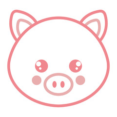 Obraz premium cute and tender pig head character