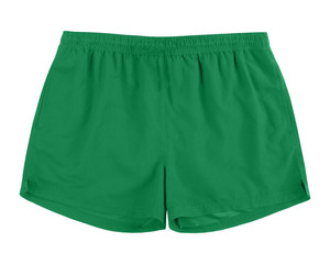 Men green swim sport beach shorts trunks isolated on white