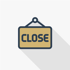 Close sign icon. Vector closed door sign. Closed icon vector isolated on white background. Close sign line icon for websites, mobile apps, and info graphic. Flat line vector illustration