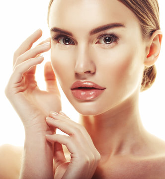 Beautiful Woman Face Portrait Beauty Skin Care Concept.