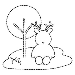 cute and tender reindeer in the jungle character vector illustration design