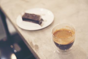 espresso shot coffee in cafe