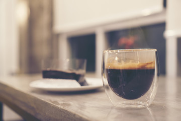 espresso shot coffee in cafe