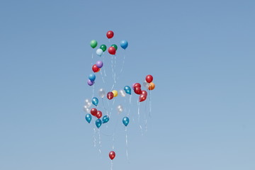 colored balloons in the sky for a background