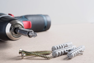 Naklejka na ściany i meble Drill, screws and dowels - DIY