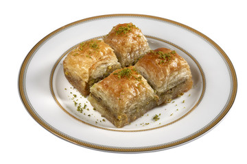 Turkish Pakhlava Isolated On White,baklava