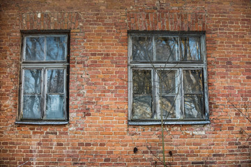 Old retro windows of abandoned buildings