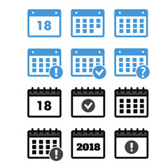 Vector Calendar Icons. Event add delete progress
