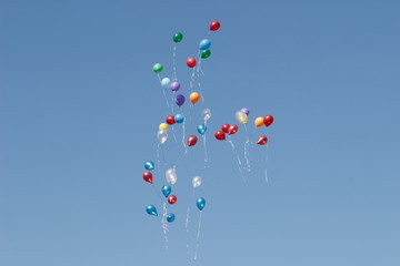 colored balloons in the sky for a background