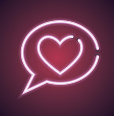 Valentine's neon love speech bubble vector sign