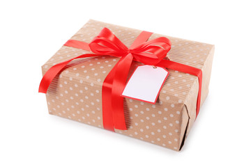 Beautiful gift box on white background