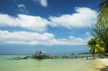 white sand beach and clear water in Phu Quoc island, Vietnam