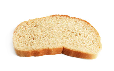 Slice of bread on white background