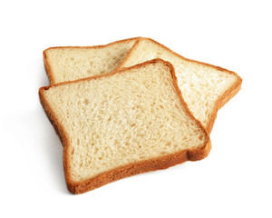 Tasty fresh slices of toast bread on white background
