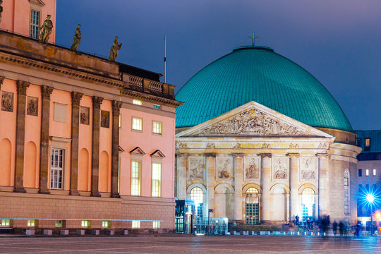 St. Hedwig's Cathedral Berlin at night