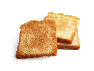 Toasted bread on white background