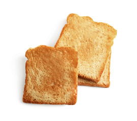 Toasted bread on white background