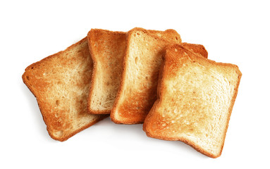 Toasted bread on white background