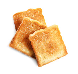 Toasted bread on white background