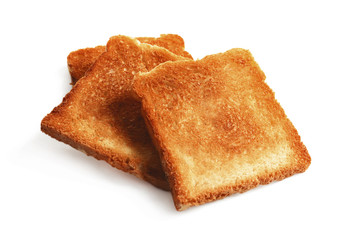 Toasted bread on white background