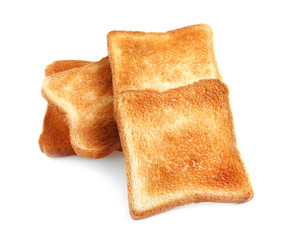 Toasted bread on white background