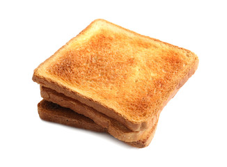 Toasted bread on white background
