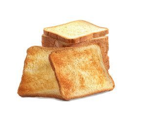 Toasted bread on white background