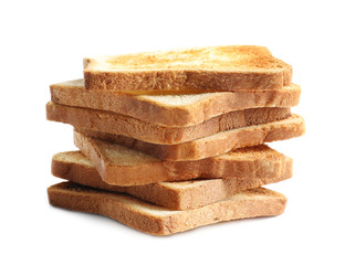 Toasted bread on white background