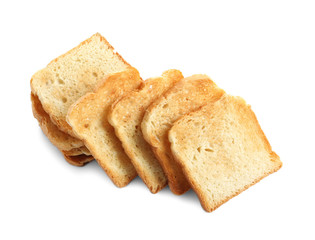 Toasted bread on white background