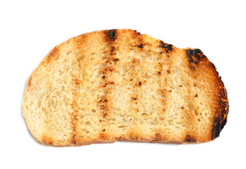 Toasted bread on white background
