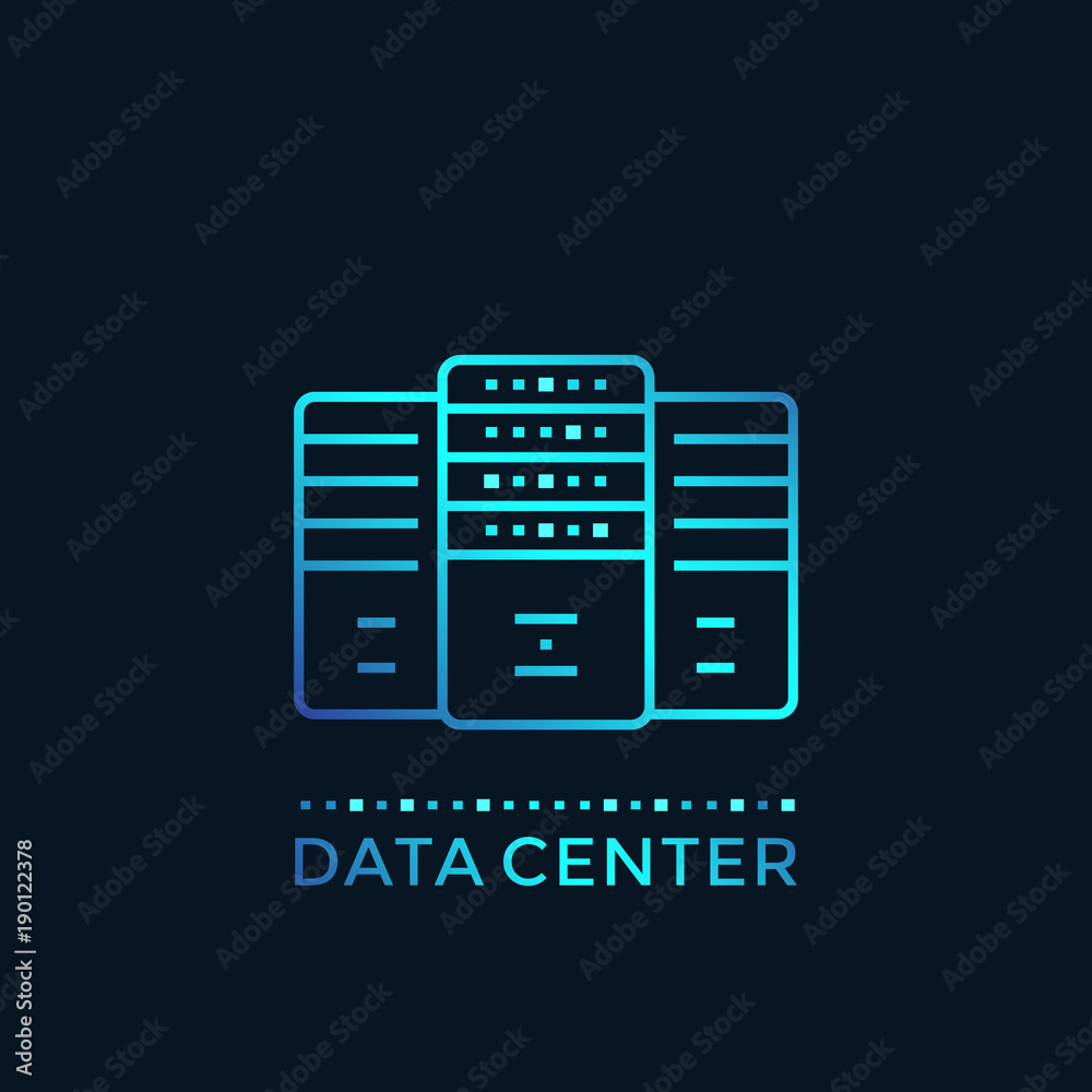 Wall mural data center, server room, hosting vector illustration