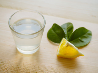 Lemonade with lemon. Lemon vodka Grappa.

