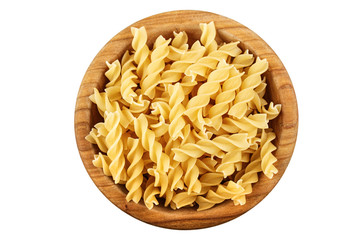 raw pasta in a plate isolated