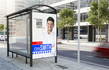 bus stop political marketing billboard