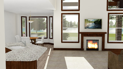 3D Illustration of Luxury Ranch Home