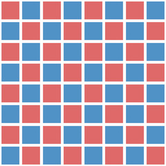 Abstract seamless pattern with squares. Geometric vector illustration. Red, blue colors.
