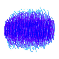 Blue pen scribble texture stain isolated on white background