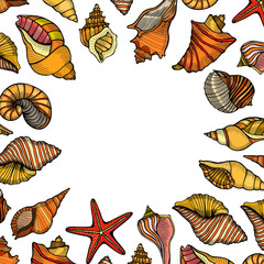 Vintage seafood frame vector illustration.