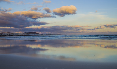 Caleta de Famara (Famara beach) in Lanzarote, Canary island in Spain 