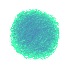 Green crayon scribble texture stain isolated on white background