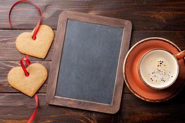 Valentines day heart cookies and coffee