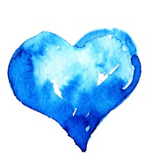 Watercolor painted pink heart, vector element for your design