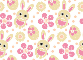 Cute easter seamless pattern. Spring repeating textures. Children's, baby, kids endless background, paper, wallpaper. Vector illustration